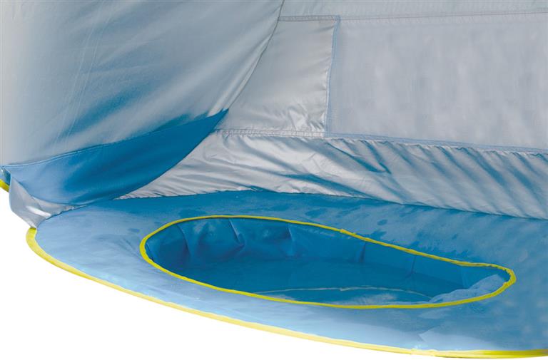 Detalhe da piscina interior da Olmitos Tenda Piscina Pop Up, mostrando a profundidade de 10cm.