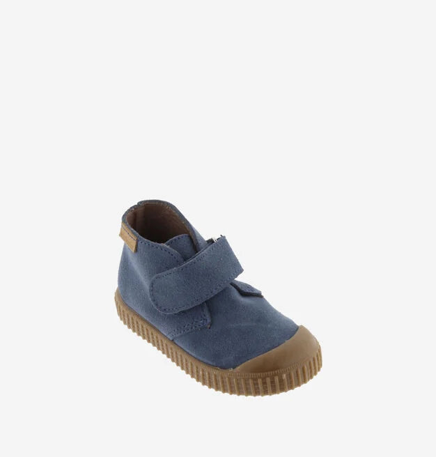 Victoria botins calçado respeitador barefoot couro sola castanha azul frente