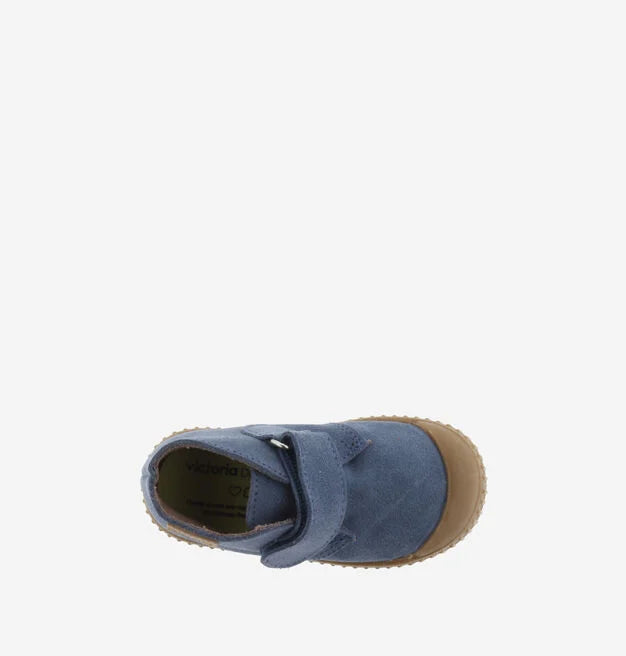 Victoria botins calçado respeitador barefoot couro sola castanha azul topo