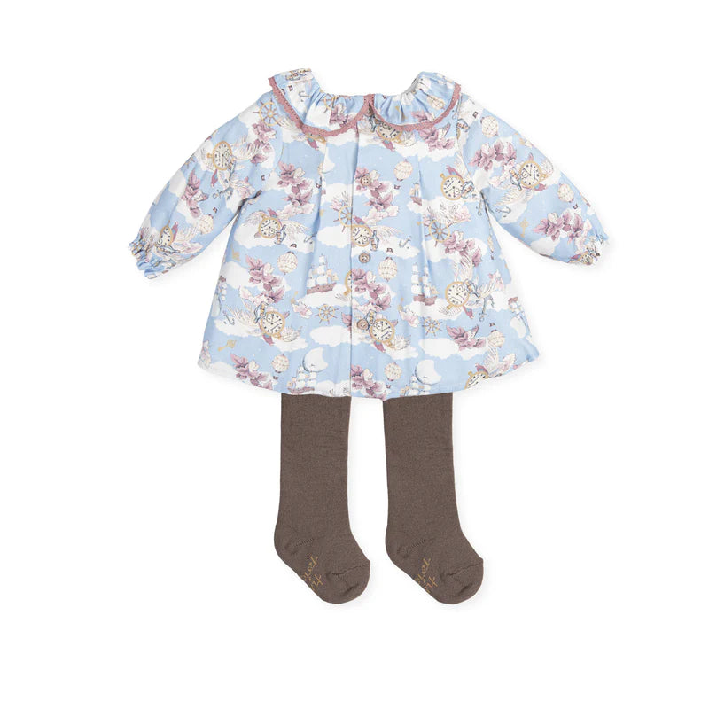 Tutto Piccolo Blue Dress with Drawings