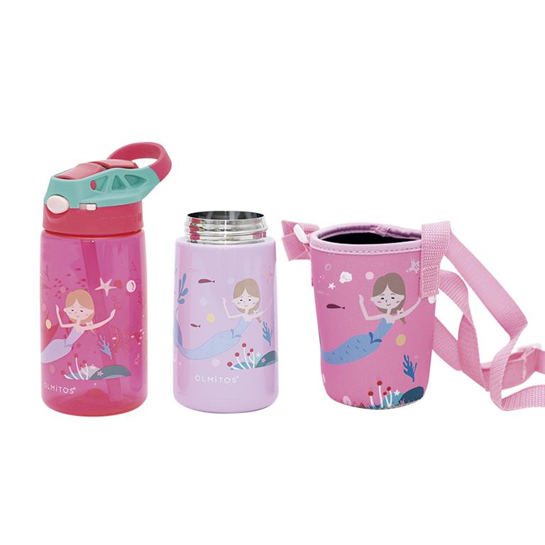 Olmitos Set of 2 Mermaid Tritan and Stainless Steel Bottles