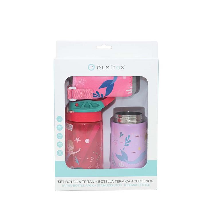Olmitos Set de 2 Botellas Sirena de Tritan y Acero Inoxidable
