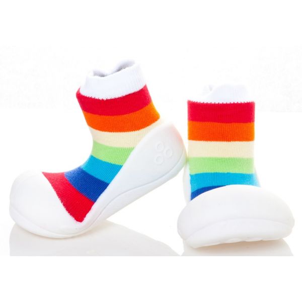Attipas barefoot arco iris branco frente cores