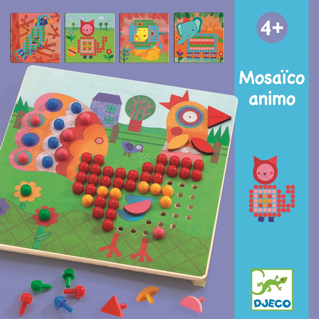 Djeco Juego de mosaicos con clavijas - Mosaico Animo