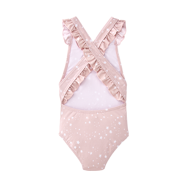 Traje de baño de playa rosa para niña Waterlemon Matchy con estrellas