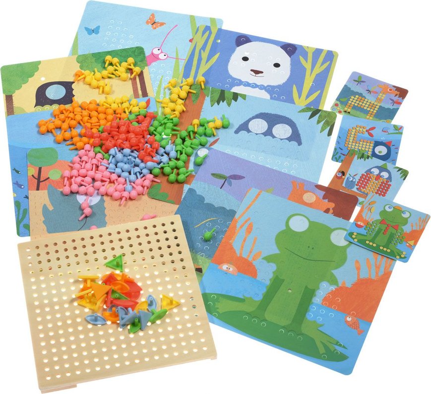 Djeco Juego de mosaicos con clavijas - Mosaico Rigolo