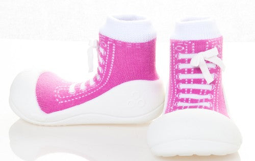 Attipas barefoot frente  lado cordão rosa sneakers