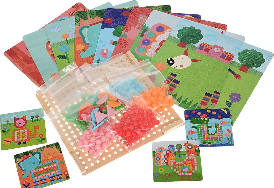 Djeco Juego de mosaicos con clavijas - Mosaico Animo