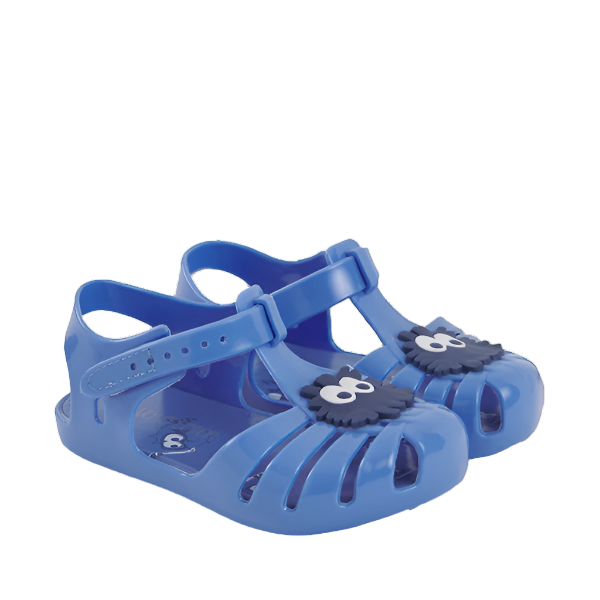 Waterlemon sandalia barefoot calçado respeitador Monstrinho azul lado
