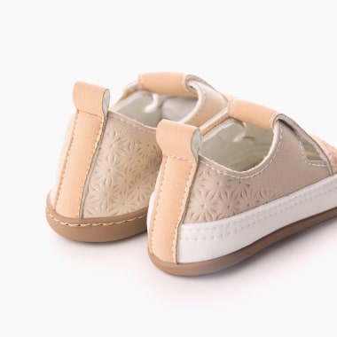 Baby lobitos paulitos cream sola branca castanha velcro frente