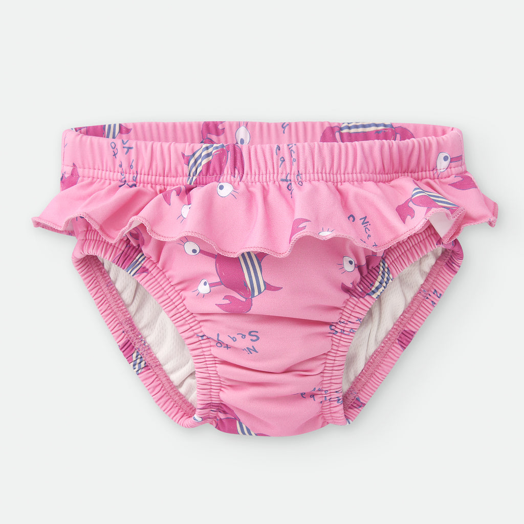 Waterlemon Cueca/fralda de Praia - Piscina Caranguejo Rosa com folhos