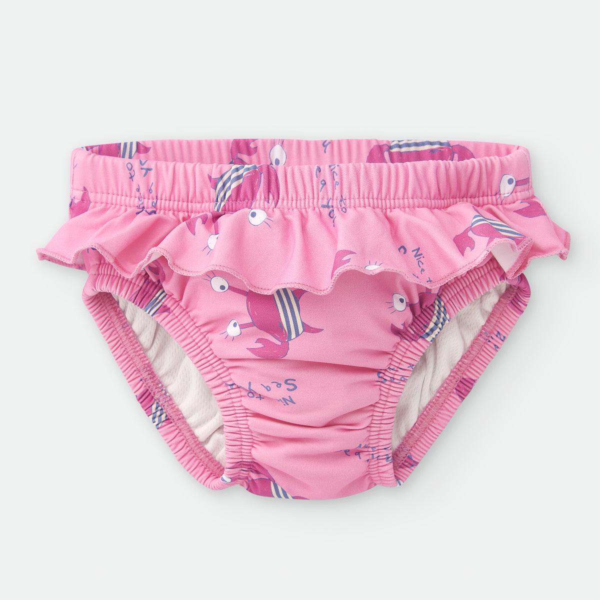 Waterlemon Cueca/fralda de Praia - Piscina Caranguejo Rosa com folhos