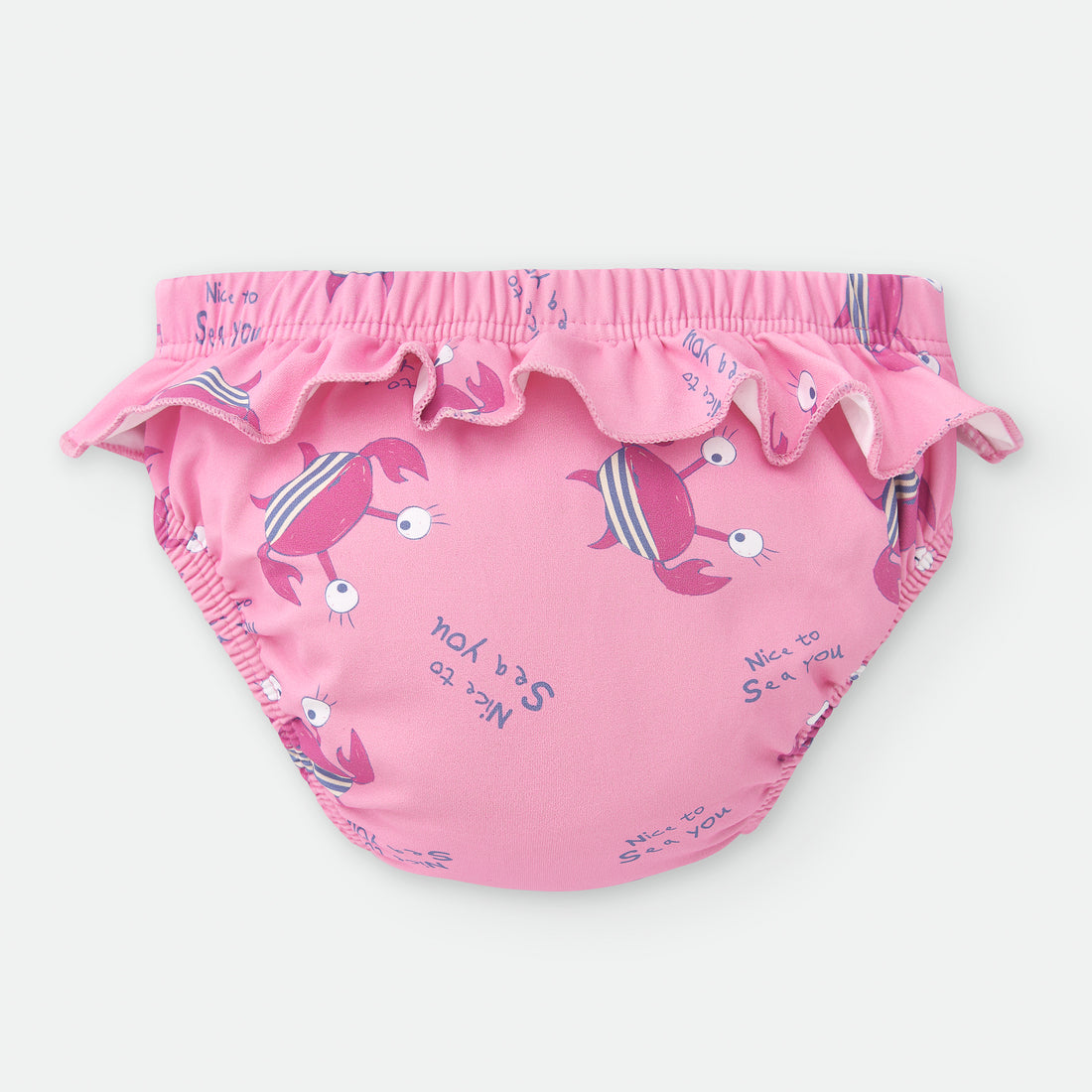 Waterlemon Cueca/fralda de Praia - Piscina Caranguejo Rosa com folhos