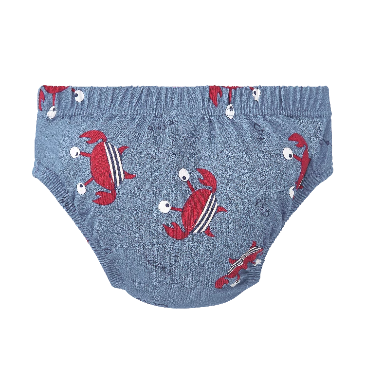 Waterlemon Beach Briefs/Diaper - Crab Pool with Blue Background 