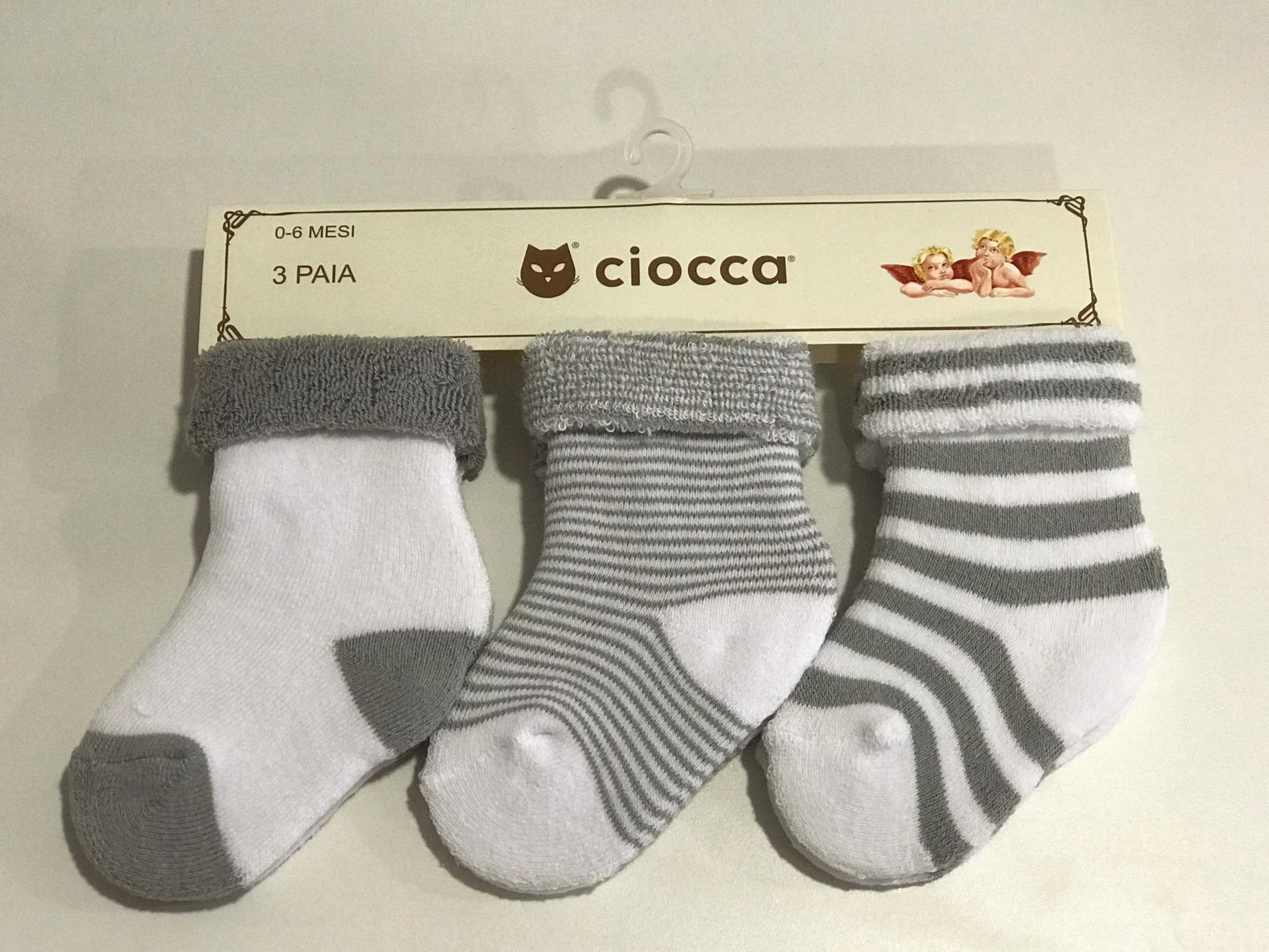 Meias de bebé 0-6 meses - riscas (3 pares)