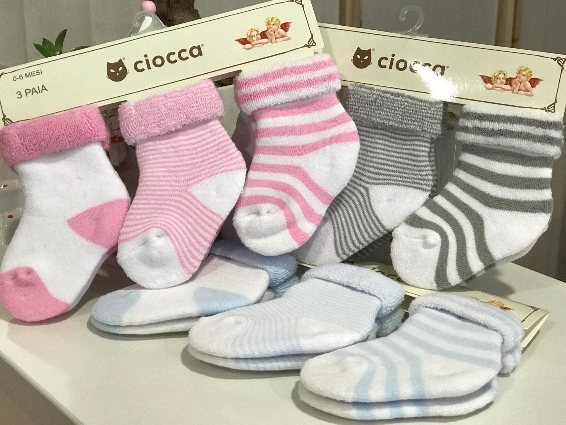 Meias de bebé 0-6 meses - riscas (3 pares)