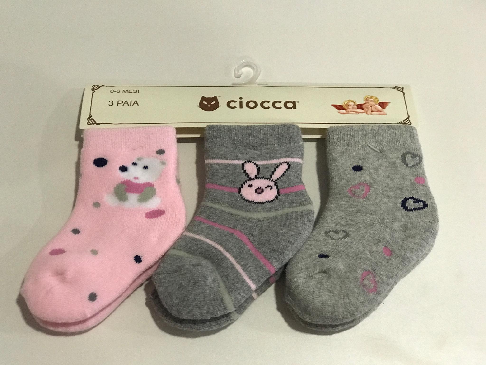 Meias de bebé 0-6 meses - padrões (3 pares)