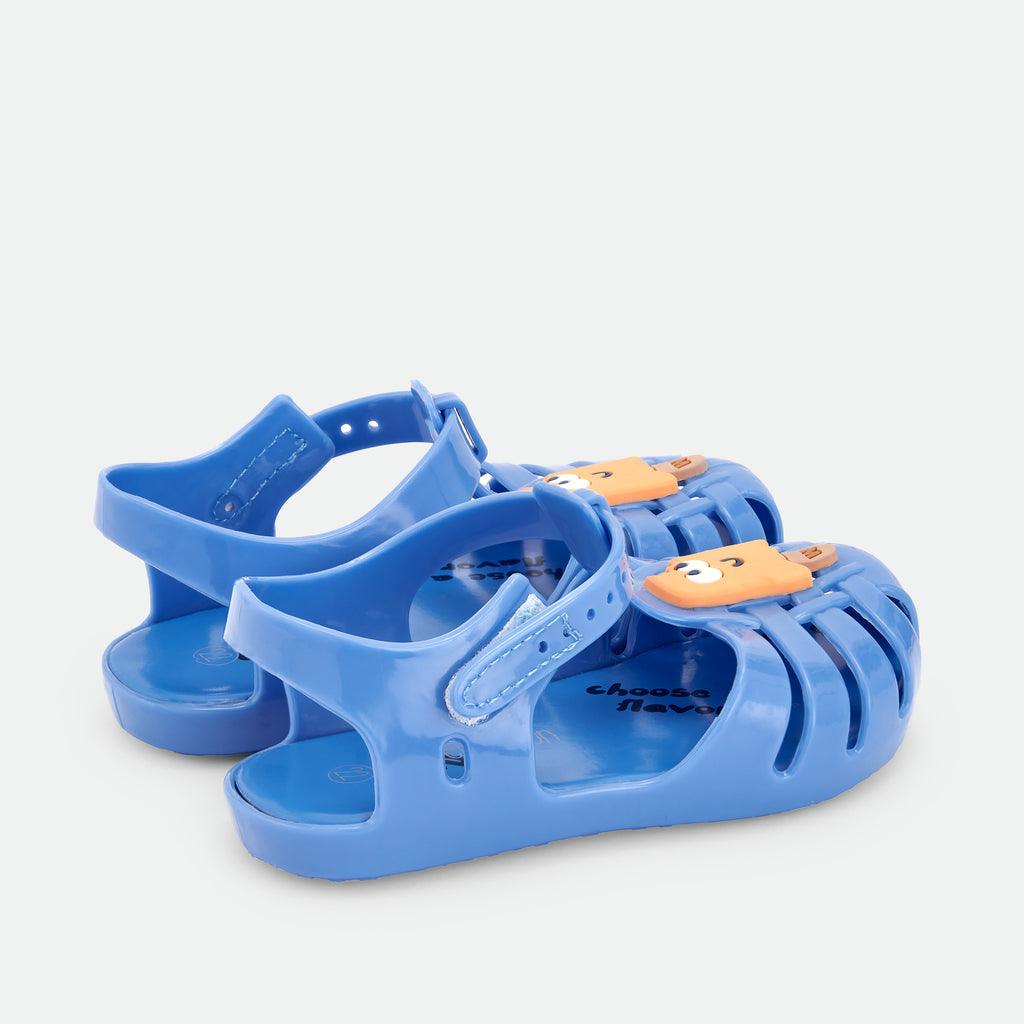 Waterlemon sandalia barefoot calçado respeitador Monstrinho gelado azul lado