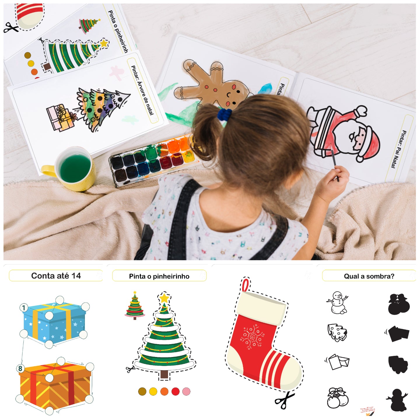Pai Natal para Colorir - Brinquedos de Papel