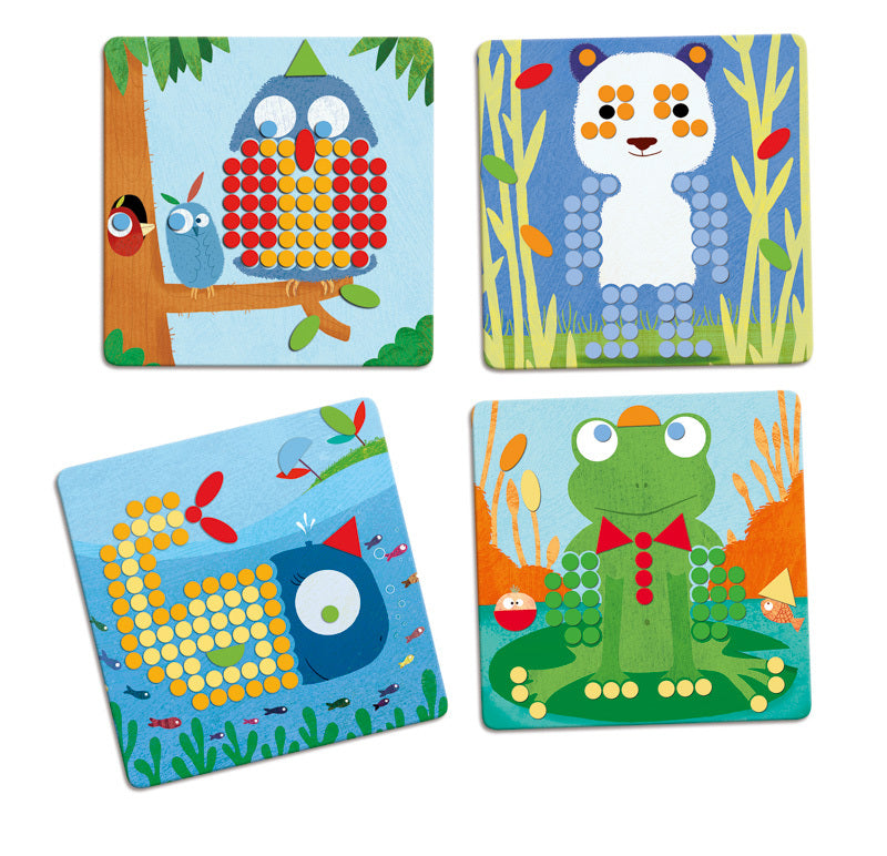 Djeco Juego de mosaicos con clavijas - Mosaico Rigolo