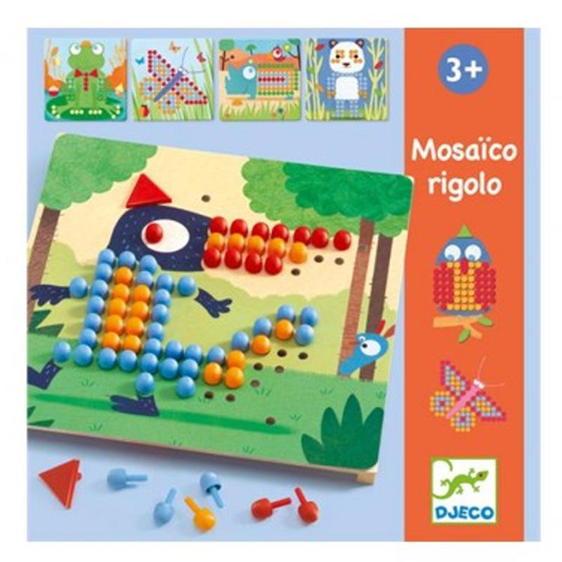 Djeco Juego de mosaicos con clavijas - Mosaico Rigolo