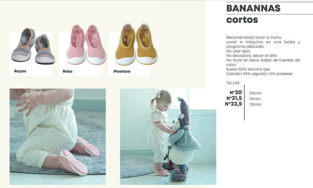 Banannas barefoot calçado respeitador meia curta cortos rayas rosa mostaza