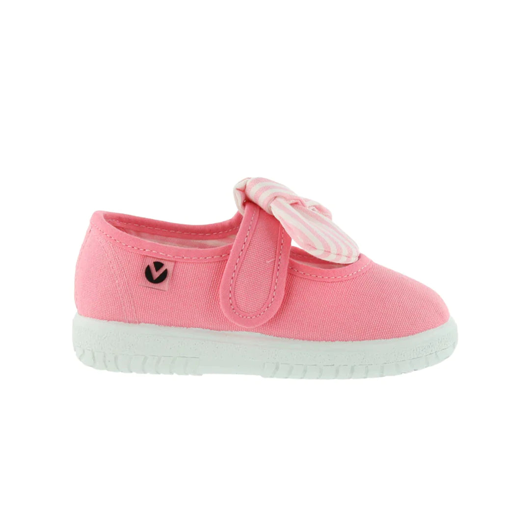 Victoria Sapato Calçado Respeitador Barefoot laço velcro  flamingo rosa frente