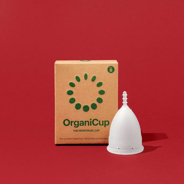 Embalagem em cartão sustentável com o copo menstrual AllMatters Tamanho A