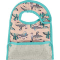 Babete reversivel Close com padrao colorido e bolso de recolha de comida