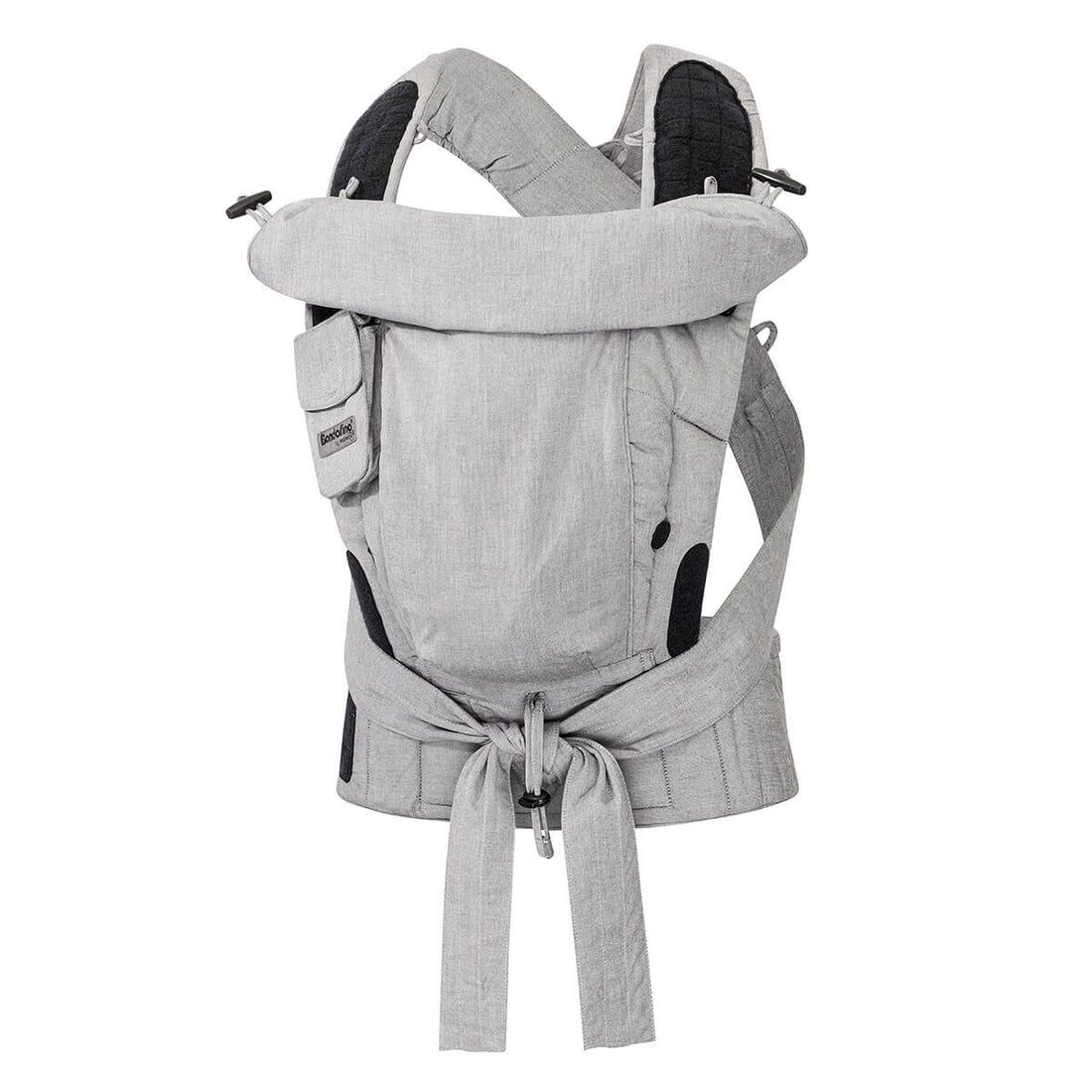 Mochila ergonómica Hoppediz Bondolino Plus Grey Melange vista frontal.