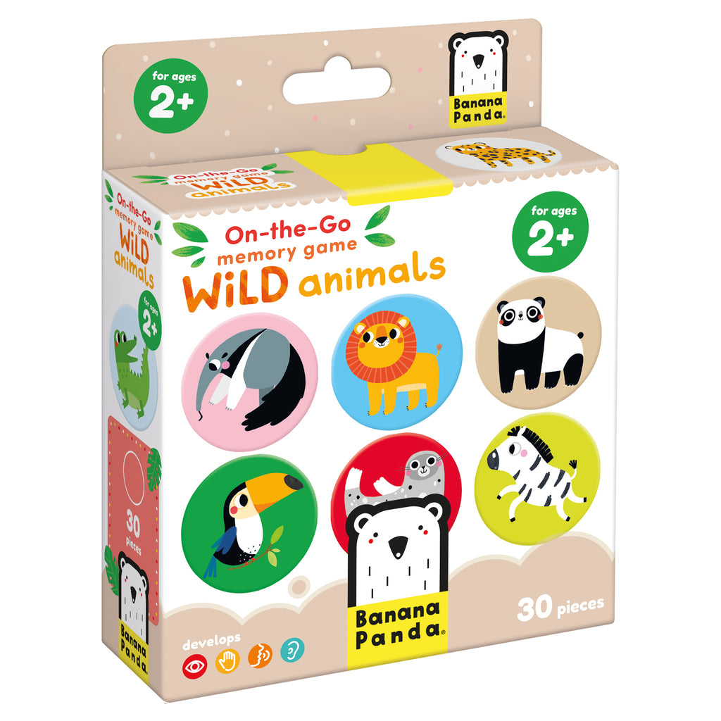Caixa do jogo de memória de viagem Animais Selvagens da Banana Panda para crianças a partir dos 2 anos