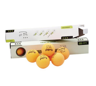 Conjunto de seis bolas de ping pong laranja Pajory 40 Pro com embalagem original.