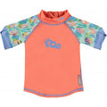 Camisola de proteção solar para bebé cor coral com mangas estampadas
