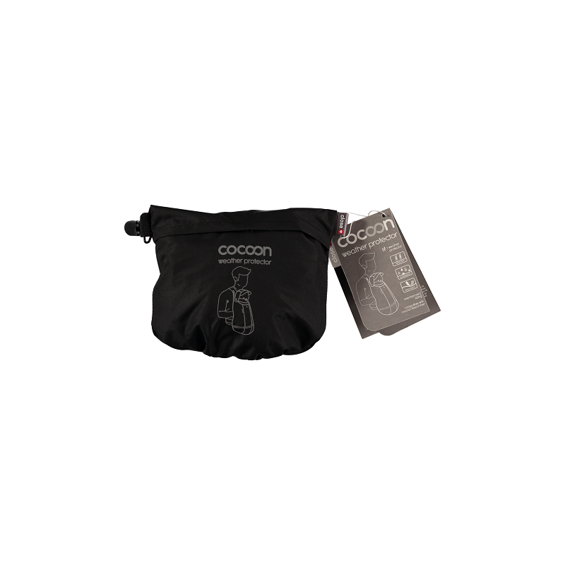 Capa babywearing Close Cocoon Black dobrada de forma compacta dentro da sua bolsa de arrumação integrada.