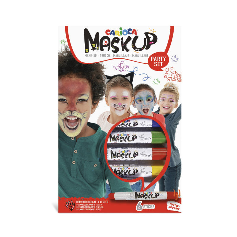 Embalagem do conjunto de pintura facial Carioca Mask Up Party com 6 barras