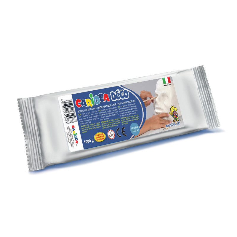 Embalagem de 1kg de pasta de modelar branca CARIOCA Déco que seca ao ar