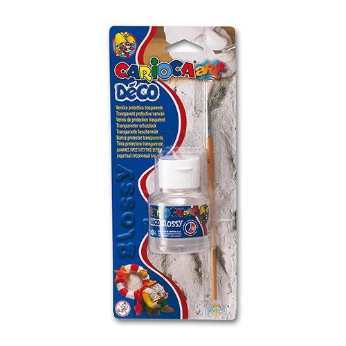 Frasco de verniz brilhante Carioca Deco de 50ml com pincel aplicador para trabalhos manuais.