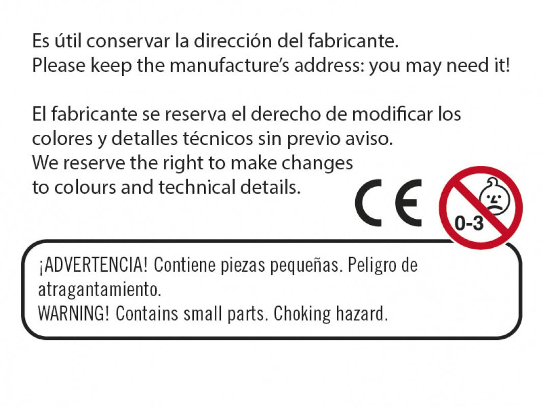 Aviso de segurança do jogo Cayro Contas e Cores Beads and Clip indicando que contém peças pequenas e não é adequado para crianças com menos de 3 anos.