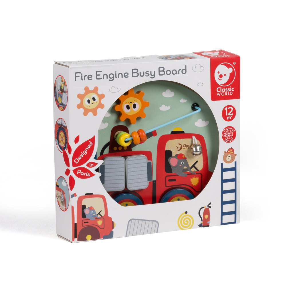 Embalagem do Classic World busy board Quadro de atividades Bombeiros.