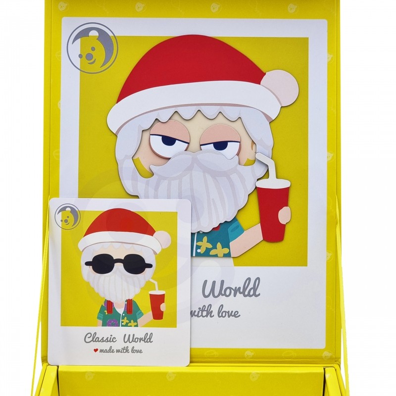 Personagem de Pai Natal criada com as peças magnéticas da Classic World Caixa Magnética Menino.
