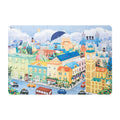 Puzzle Classic World de 48 peças com ilustração colorida de Londres, incluindo o Big Ben, autocarros vermelhos e o urso Coco com um guarda-chuva.
