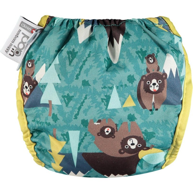 Fralda reutilizável Close Urso aberta, mostrando o interior com opções de revestimento (bambu ou microfibra).