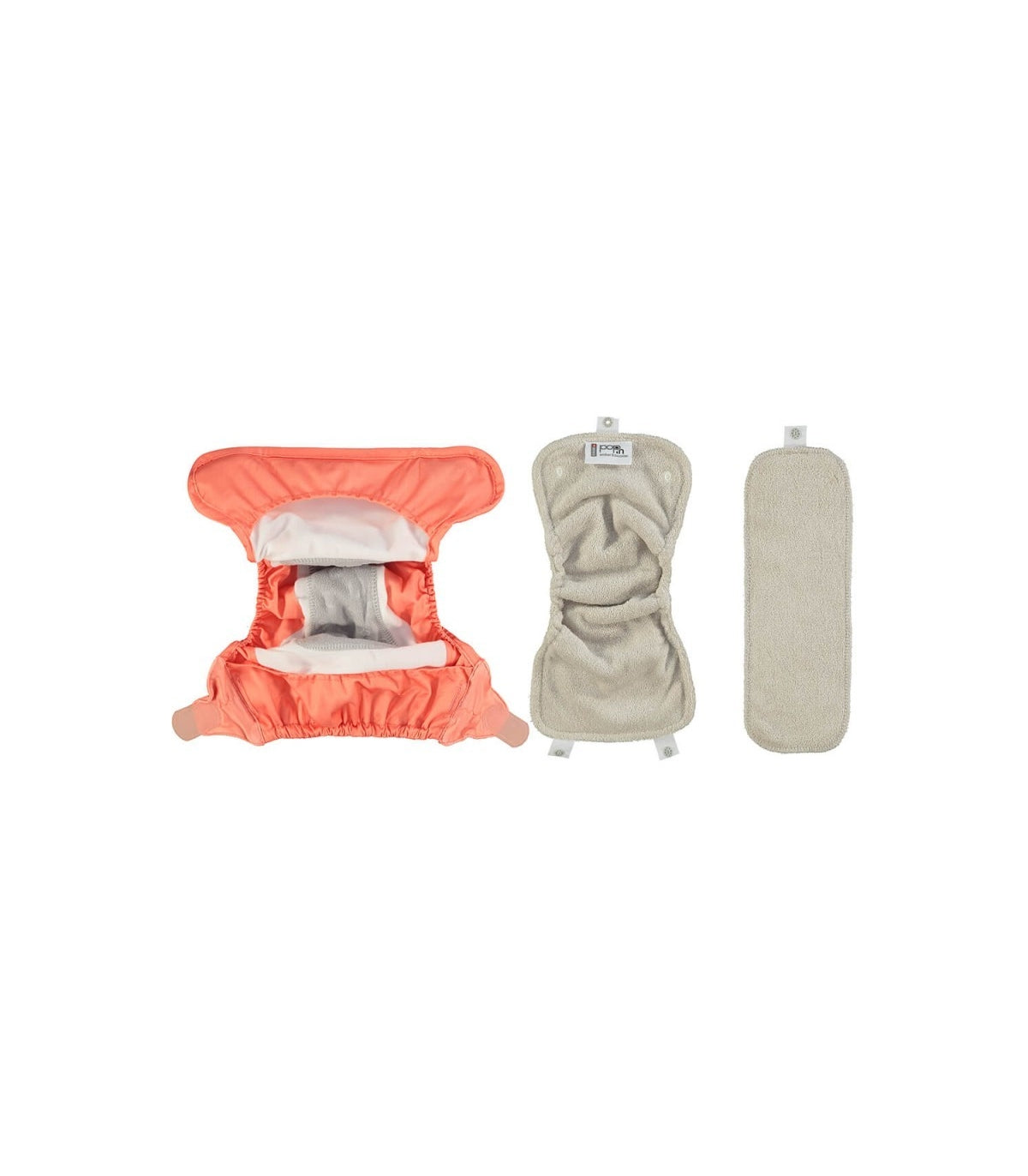 Absorventes de viscose de bambu (inserts) separados da capa impermeável da fralda Close, prontos para lavagem ou ajuste de absorção.