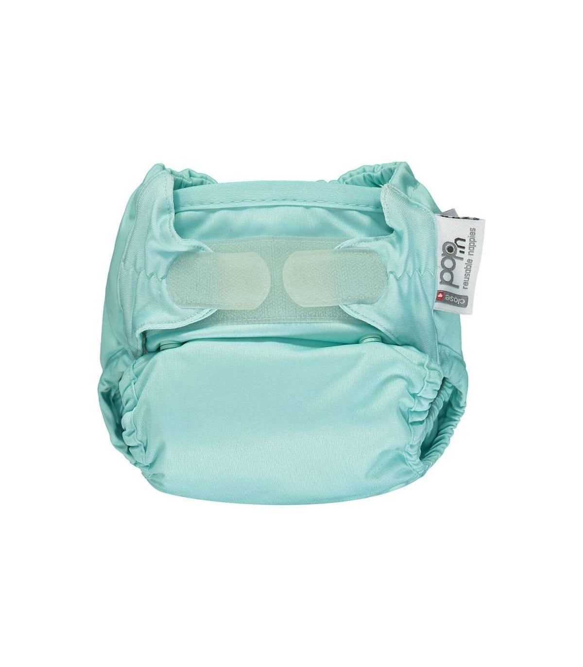 Pack de 5 Fraldas Reutilizáveis Close PopIn em tons pastel (azul, rosa, amarelo, verde, cinza) com absorventes de bambu.