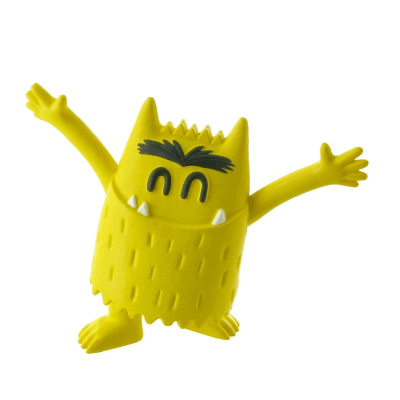 Figura colecionável do Monstro das Cores na cor amarela representando a emoção Alegria da marca Comansi.