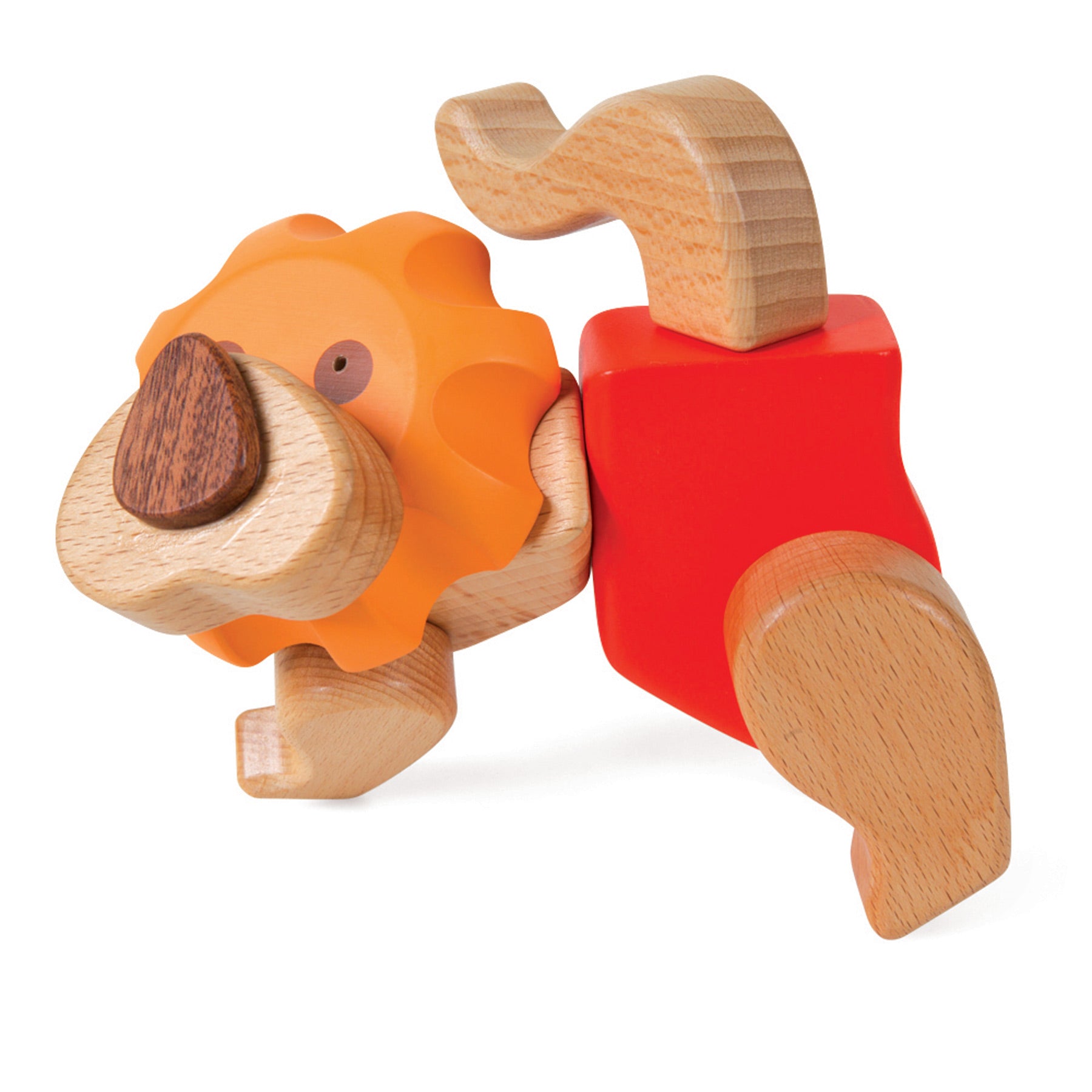 O Conjunto Criativo Leão small foot numa posição diferente, mostrando a versatilidade do brinquedo e o seu design criativo.