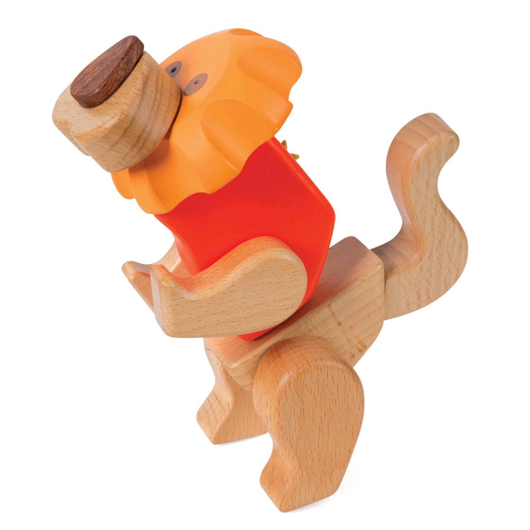 O Conjunto Criativo Leão small foot montado numa posição lúdica e divertida, ideal para crianças pequenas.