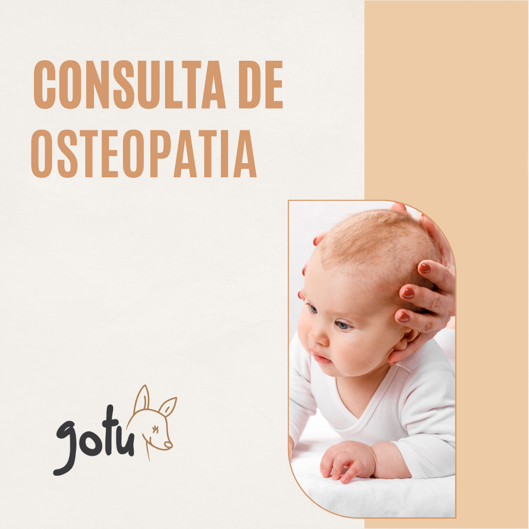 Osteopata a examinar suavemente a cabeça de um bebé recém-nascido, focando-se no crânio e pescoço.