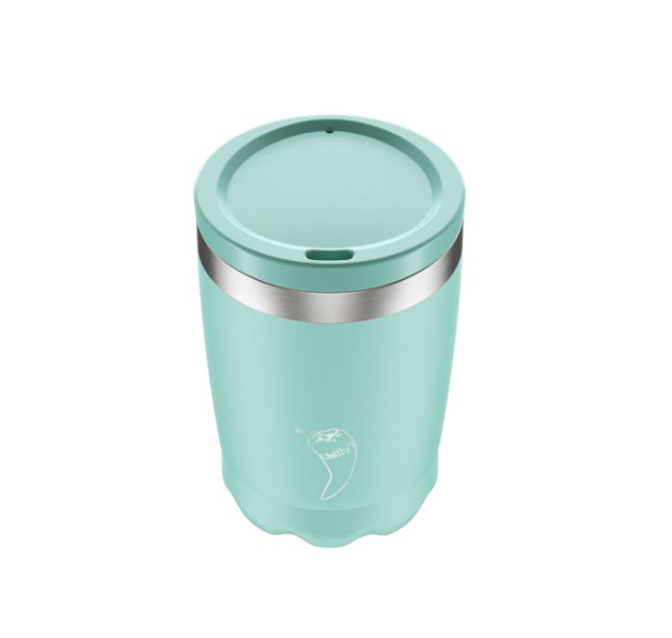 Copo de Café Chillys Verde Pastel Matte de 340ml visto de lado
