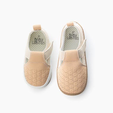 Baby lobitos paulitos cream sola branca castanha velcro topo